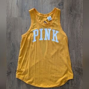 PINK Victoria's Secret Mustard Tank with White Print